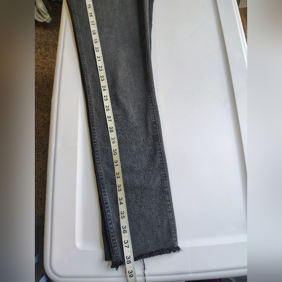 Madewell 10" high rise skinny jeans exposed button fly frayed Hem grey sz 27. - Picture 8 of 17